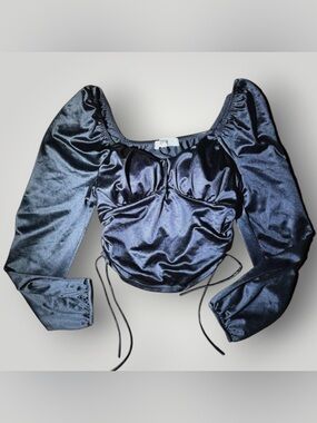 Chic Black Satin Women's Crop Top